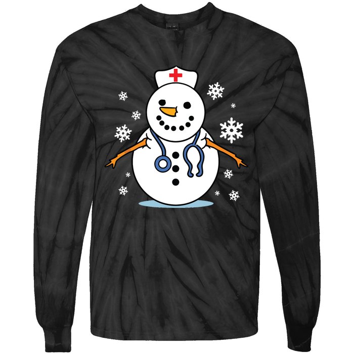 Nurse Snowman Nurse Christmas Tie-Dye Long Sleeve Shirt