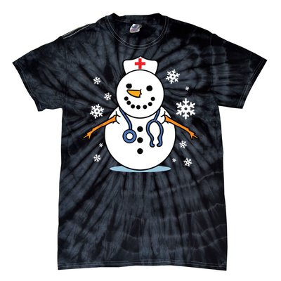 Nurse Snowman Nurse Christmas Tie-Dye T-Shirt