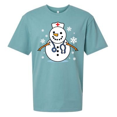 Nurse Snowman Nurse Christmas Sueded Cloud Jersey T-Shirt