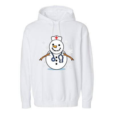 Nurse Snowman Nurse Christmas Garment-Dyed Fleece Hoodie