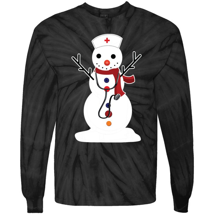 Nurse Snowman Nursing Rn Registered Funny Christmas Gifts Tie-Dye Long Sleeve Shirt