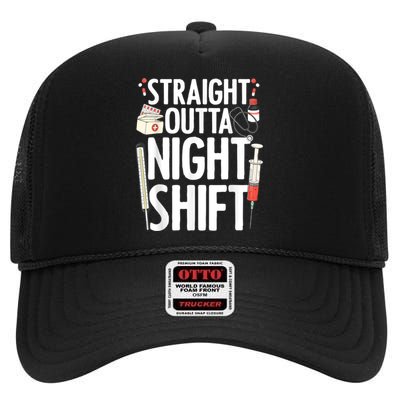 Night Shift Nurse For Men Women Emergency Registered Nurse High Crown Mesh Back Trucker Hat