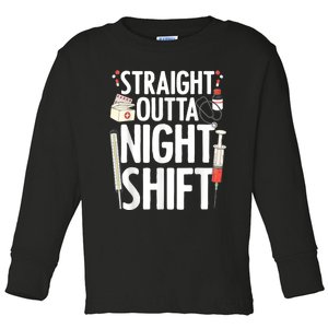 Night Shift Nurse For Men Women Emergency Registered Nurse Toddler Long Sleeve Shirt