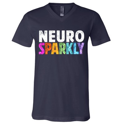 Neuro Sparkly Neurodivergent Neurodivergence ADHD ASD V-Neck T-Shirt