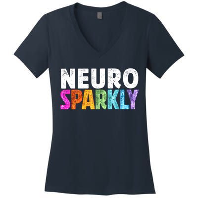 Neuro Sparkly Neurodivergent Neurodivergence ADHD ASD Women's V-Neck T-Shirt