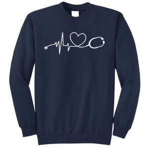 Nurse Stethoscope Nurse Life Heartbeat RN CNA Nurses Day Tall Sweatshirt