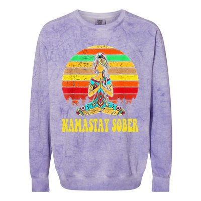 Namastay Sober Na Aa 12 Step Recovery Narcotics Anonymous Colorblast Crewneck Sweatshirt