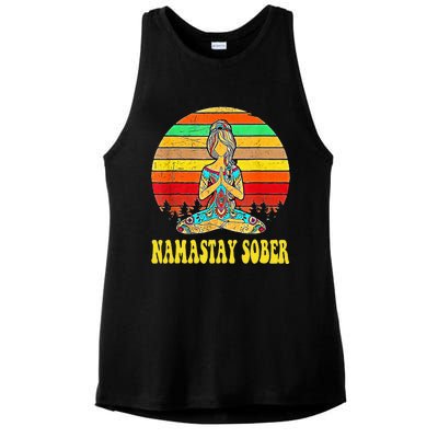 Namastay Sober Na Aa 12 Step Recovery Narcotics Anonymous Ladies PosiCharge Tri-Blend Wicking Tank