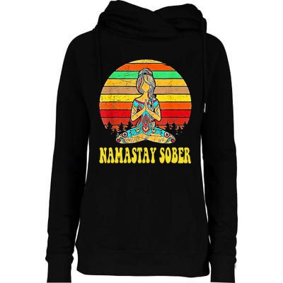 Namastay Sober Na Aa 12 Step Recovery Narcotics Anonymous Womens Funnel Neck Pullover Hood