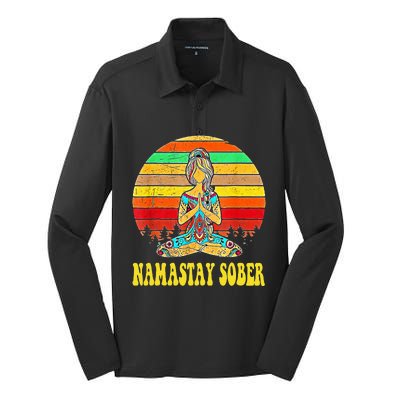 Namastay Sober Na Aa 12 Step Recovery Narcotics Anonymous Silk Touch Performance Long Sleeve Polo