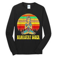 Namastay Sober Na Aa 12 Step Recovery Narcotics Anonymous Tall Long Sleeve T-Shirt