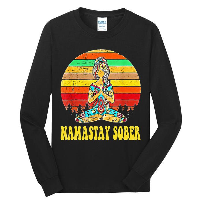 Namastay Sober Na Aa 12 Step Recovery Narcotics Anonymous Tall Long Sleeve T-Shirt