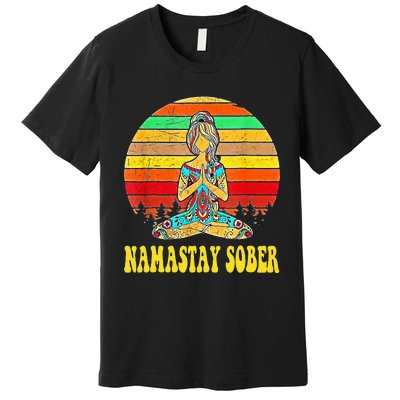 Namastay Sober Na Aa 12 Step Recovery Narcotics Anonymous Premium T-Shirt