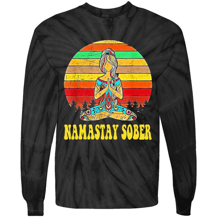 Namastay Sober Na Aa 12 Step Recovery Narcotics Anonymous Tie-Dye Long Sleeve Shirt