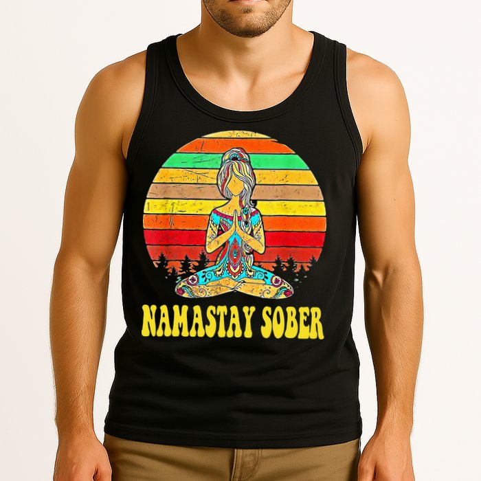 Namastay Sober Na Aa 12 Step Recovery Narcotics Anonymous Tank Top