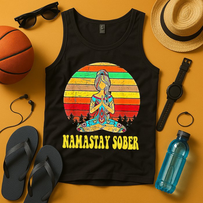 Namastay Sober Na Aa 12 Step Recovery Narcotics Anonymous Tank Top