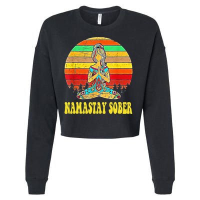 Namastay Sober Na Aa 12 Step Recovery Narcotics Anonymous Cropped Pullover Crew