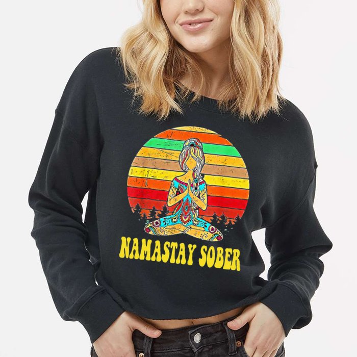 Namastay Sober Na Aa 12 Step Recovery Narcotics Anonymous Cropped Pullover Crew