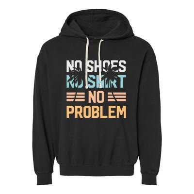 No Shoes No Problem Coconut Tree Country Music Garment-Dyed Fleece Hoodie