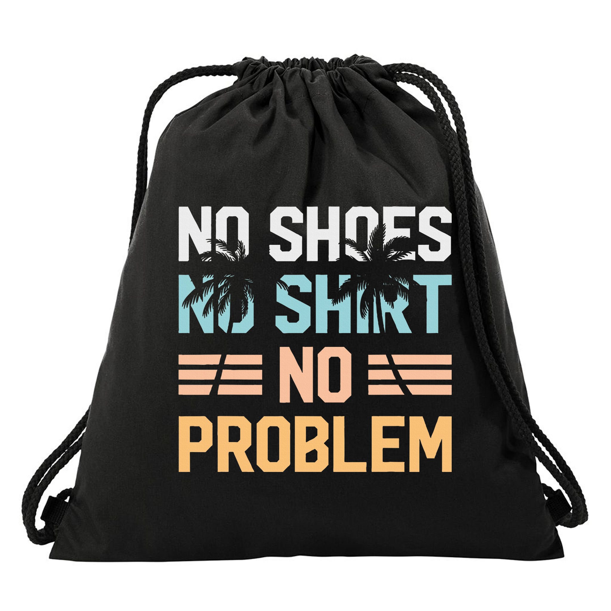 No Shoes No Problem Coconut Tree Country Music Drawstring Bag