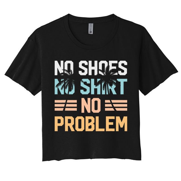 No Shoes No Problem Coconut Tree Country Music Women's Crop Top Tee