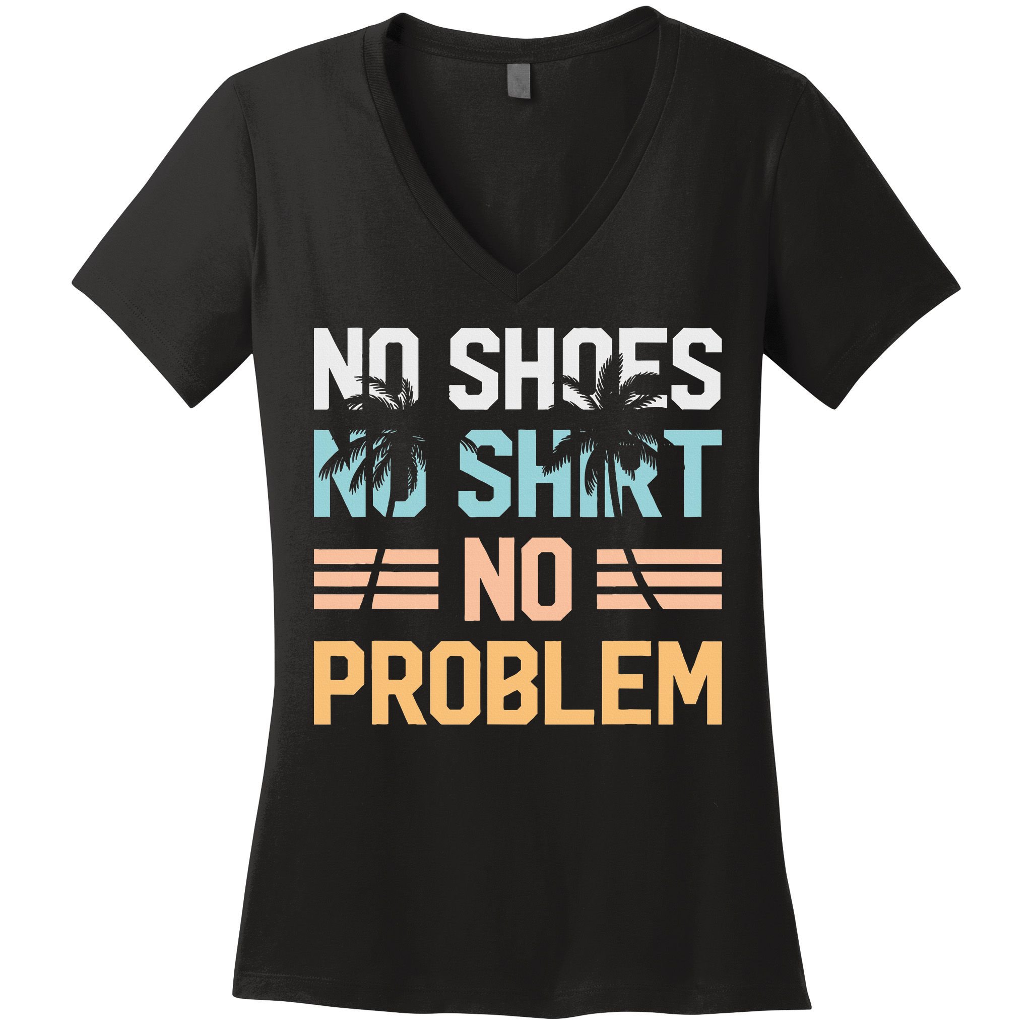No Shoes No Problem Coconut Tree Country Music Women's V-Neck T-Shirt