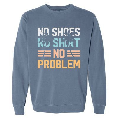 No Shoes No Problem Coconut Tree Country Music Garment-Dyed Sweatshirt