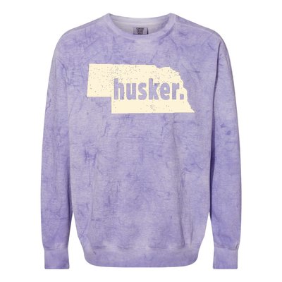 Nebraska State Nickname Husker Distressed Colorblast Crewneck Sweatshirt