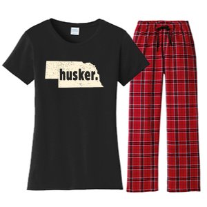 Nebraska State Nickname Husker Distressed Women's Flannel Pajama Set