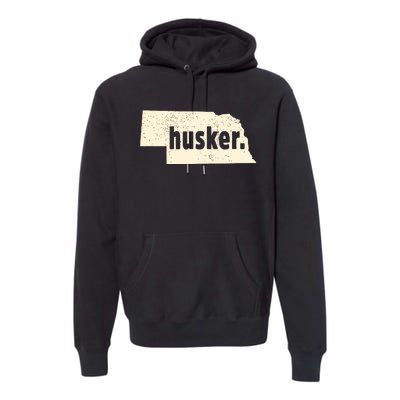 Nebraska State Nickname Husker Distressed Premium Hoodie