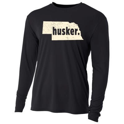 Nebraska State Nickname Husker Distressed Cooling Performance Long Sleeve Crew