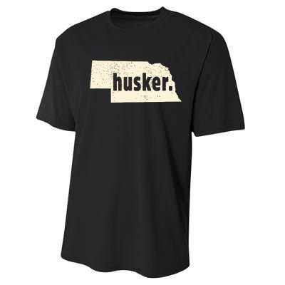 Nebraska State Nickname Husker Distressed Performance Sprint T-Shirt