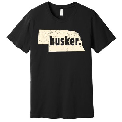 Nebraska State Nickname Husker Distressed Premium T-Shirt