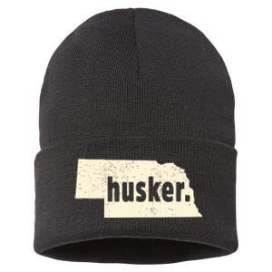 Nebraska State Nickname Husker Distressed Sustainable Knit Beanie