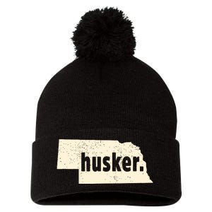 Nebraska State Nickname Husker Distressed Pom Pom 12in Knit Beanie