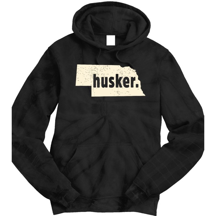 Nebraska State Nickname Husker Distressed Tie Dye Hoodie