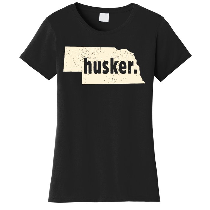 Nebraska State Nickname Husker Distressed Women's T-Shirt