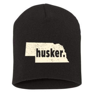 Nebraska State Nickname Husker Distressed Short Acrylic Beanie