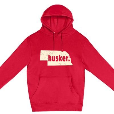 Nebraska State Nickname Husker Distressed Premium Pullover Hoodie