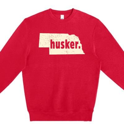 Nebraska State Nickname Husker Distressed Premium Crewneck Sweatshirt