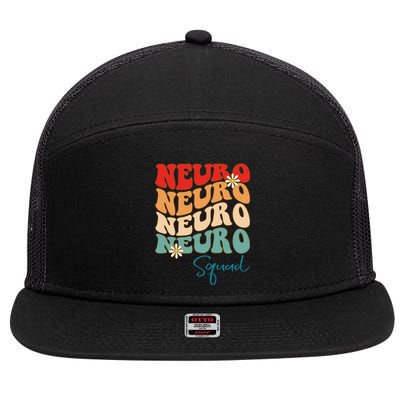 Neuro Squad Nurse Neurology Groovy Medical Neuroscience Gift 7 Panel Mesh Trucker Snapback Hat