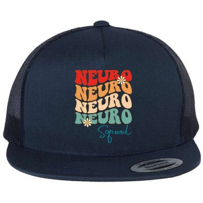 Neuro Squad Nurse Neurology Groovy Medical Neuroscience Gift Flat Bill Trucker Hat