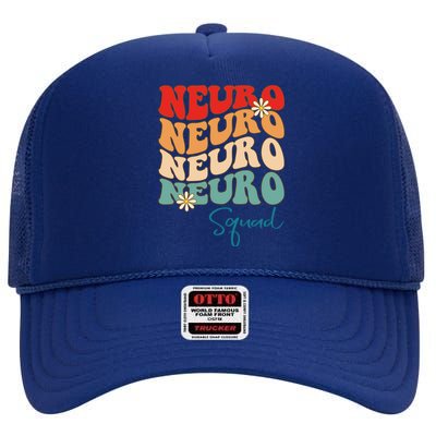 Neuro Squad Nurse Neurology Groovy Medical Neuroscience Gift High Crown Mesh Back Trucker Hat