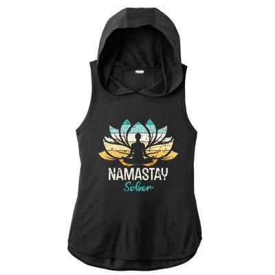 Namastay Sober NA AA 12 Step Recovery  Ladies PosiCharge Tri-Blend Wicking Draft Hoodie Tank