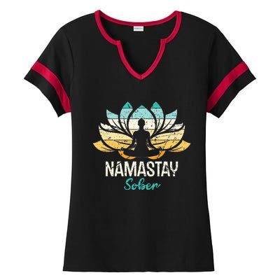 Namastay Sober NA AA 12 Step Recovery  Ladies Halftime Notch Neck Tee