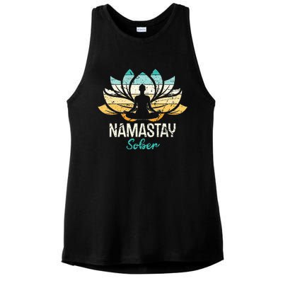 Namastay Sober NA AA 12 Step Recovery  Ladies PosiCharge Tri-Blend Wicking Tank