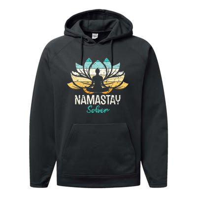 Namastay Sober NA AA 12 Step Recovery  Performance Fleece Hoodie