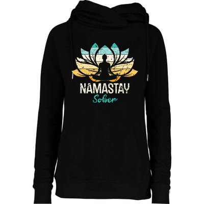 Namastay Sober NA AA 12 Step Recovery  Womens Funnel Neck Pullover Hood