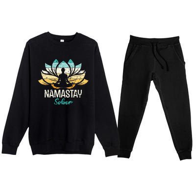 Namastay Sober NA AA 12 Step Recovery  Premium Crewneck Sweatsuit Set