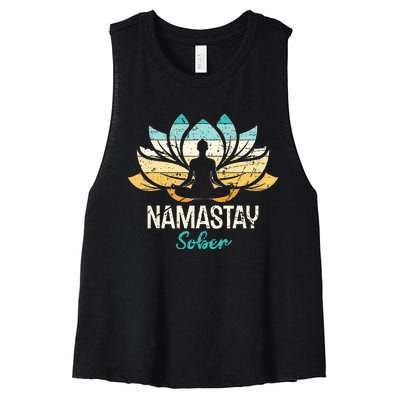 Namastay Sober NA AA 12 Step Recovery  Women's Racerback Cropped Tank